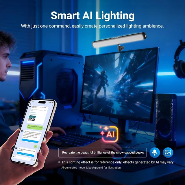 Alt view image 6 of 7 - NG01 Dual-Sided RGB LED Streaming Key Light Smart Desk Lamp