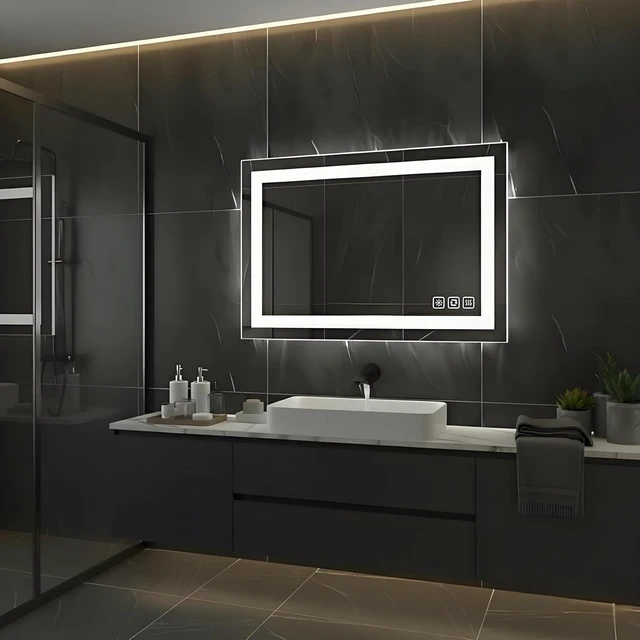 Alt view image 2 of 3 - 36x28 Inches Rectangle LED Bathroom Mirror