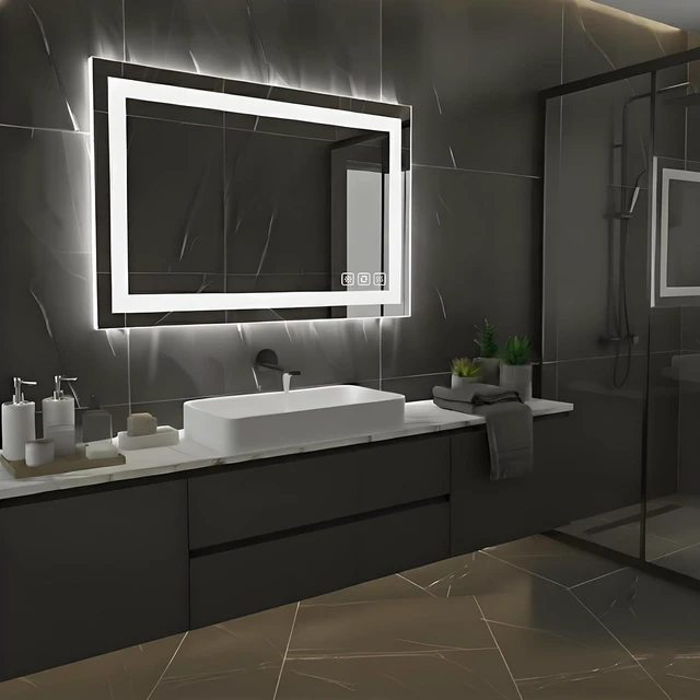 Alt view image 3 of 3 - 36x28 Inches Rectangle LED Bathroom Mirror