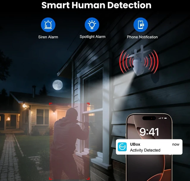 Alt view image 6 of 7 - 2K HD 360° PTZ WiFi Cameras for Home Security Color Night Vision