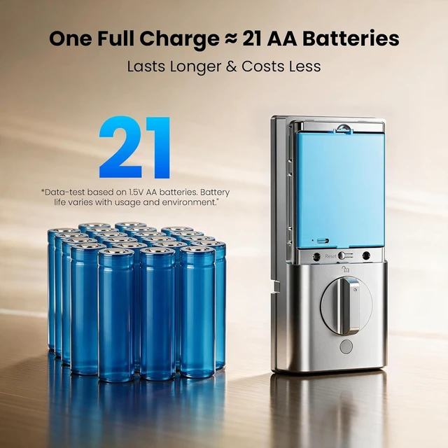 Alt view image 3 of 7 - Fingerprint Smart Lock Handle Set Built-in WiFi, 16-Month Battery Life