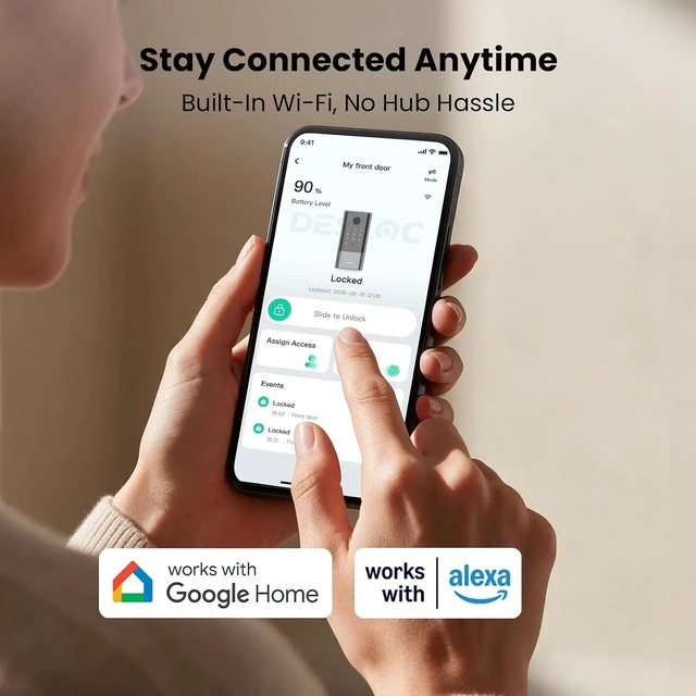 Alt view image 4 of 7 - Fingerprint Smart Lock Handle Set Built-in WiFi, 16-Month Battery Life