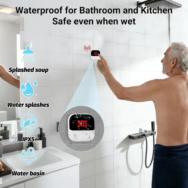 Alt view image 7 of 7 - WiFi Caregiver Pager Medical Alert System for Seniors 2 Call Buttons & 1 Receiver, App Control, No Monthly Fee for Elderly, Patients, Disabled