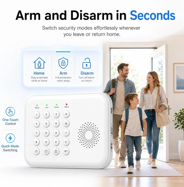 Alt view image 5 of 7 - Wireless Home Security System for House & Apartment 8-Piece DIY Alarm Kit with WiFi & 4G, App Alerts, Door/Window Sensors, Motion Detector & Remote Controls, No Monthly Fees