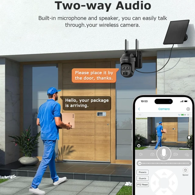 Alt view image 6 of 7 - 6MP Dual-Lens Solar Camera 12X Zoom, 2.4GHz WiFi, 360° PTZ, Ubox App