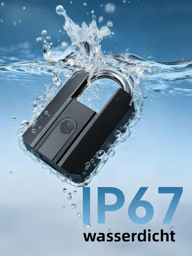 Alt view image 7 of 7 - Heavy-Duty Fingerprint Padlock IP67 Waterproof, 3-Way Unlock (Fingerprint/App/2 Keys), Bluetooth App Control & Logs, USB-C Charging, Stores 50 Prints for Gate, Shed, Fence