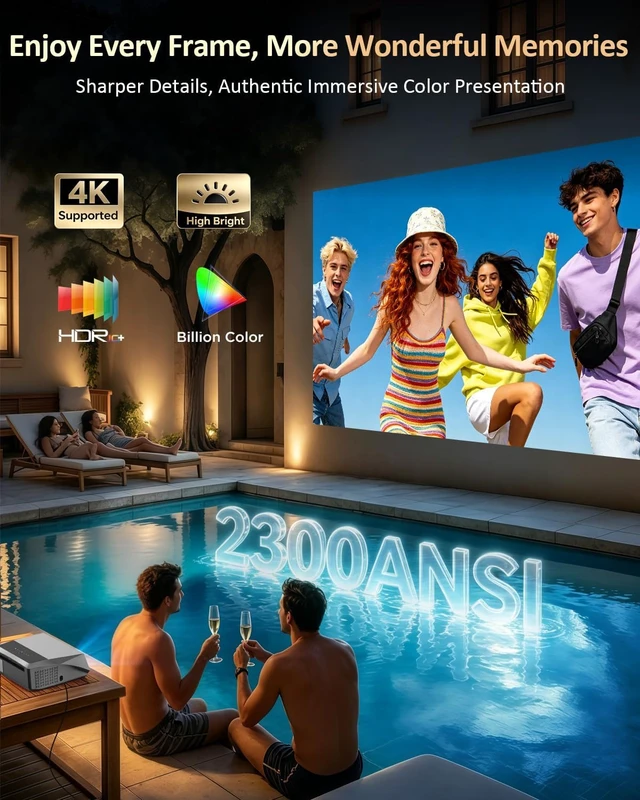 Alt view image 2 of 7 - Smart 4K Projector with Google TV Dolby Audio, HDR10, HDMI ARC 2.1 for Daytime Viewing