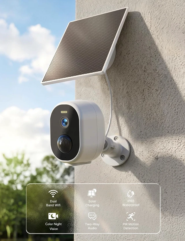 Alt view image 2 of 7 - Solar Security Cameras Wireless Outdoor, 2K HD, 5G & 2.4GHz WiFi, 2 Pack