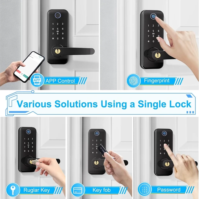 Alt view image 3 of 7 - Smart Fingerprint Keyless Entry Door Lock with Handle