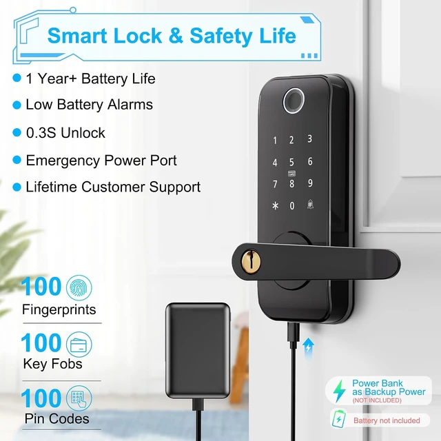 Alt view image 5 of 7 - Smart Fingerprint Keyless Entry Door Lock with Handle