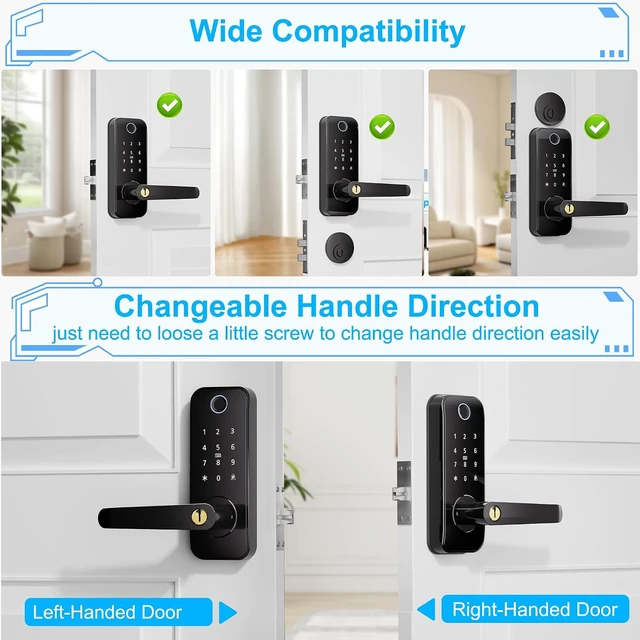 Alt view image 7 of 7 - Smart Fingerprint Keyless Entry Door Lock with Handle