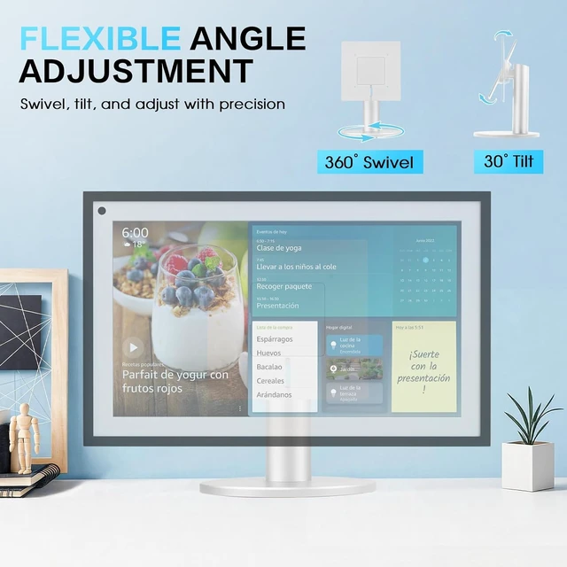 Alt view image 6 of 7 - Adjustable Swivel & Tilt Stand for Echo Show 15 Display, Silver