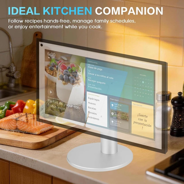 Alt view image 7 of 7 - Adjustable Swivel & Tilt Stand for Echo Show 15 Display, Silver