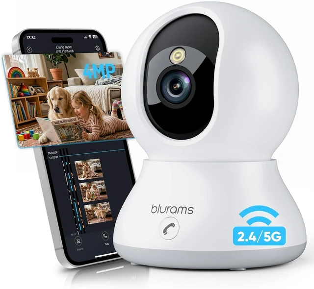 Main image of 4MP 360° PTZ Indoor Pet Camera with Phone App, One-Touch Call, Dual-Band WiFi 6, Free Human/Pet/Motion/Sound/Cry Detection, Alexa Compatible