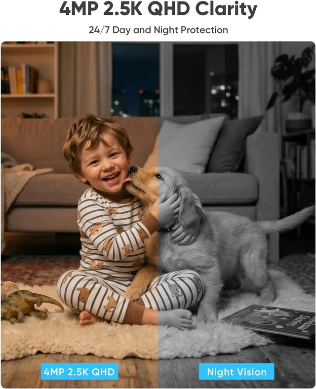 Alt view image 4 of 7 - 4MP 360° PTZ Indoor Pet Camera with Phone App, One-Touch Call, Dual-Band WiFi 6, Free Human/Pet/Motion/Sound/Cry Detection, Alexa Compatible