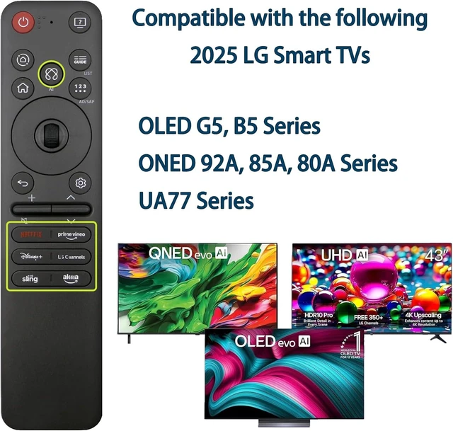 Alt view image 3 of 7 - AKB76046602 AI Magic Remote Compatible with LG 2019-2025 TVs, MR25GA, 2 Pack