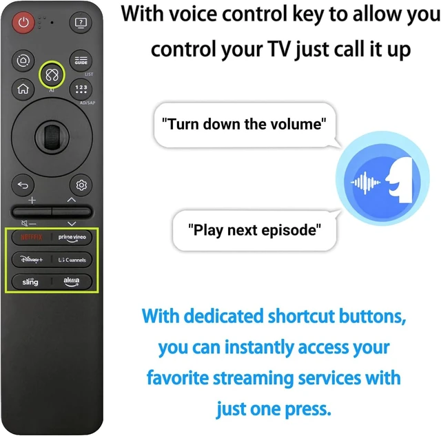 Alt view image 4 of 7 - AKB76046602 AI Magic Remote Compatible with LG 2019-2025 TVs, MR25GA, 2 Pack
