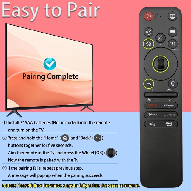Alt view image 5 of 7 - AKB76046602 AI Magic Remote Compatible with LG 2019-2025 TVs, MR25GA, 2 Pack