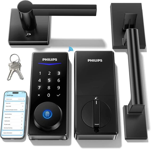 Main image of Smart Keypad Deadbolt Front Lock Set with 2 Handles, Wi-Fi