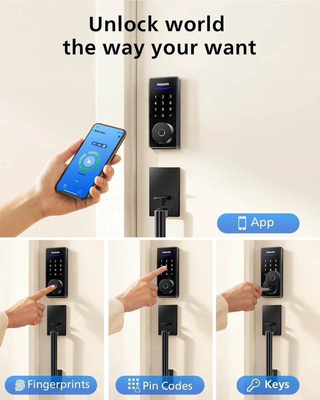 Alt view image 2 of 7 - Smart Keypad Deadbolt Front Lock Set with 2 Handles, Wi-Fi