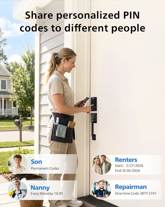 Alt view image 5 of 7 - Smart Keypad Deadbolt Front Lock Set with 2 Handles, Wi-Fi