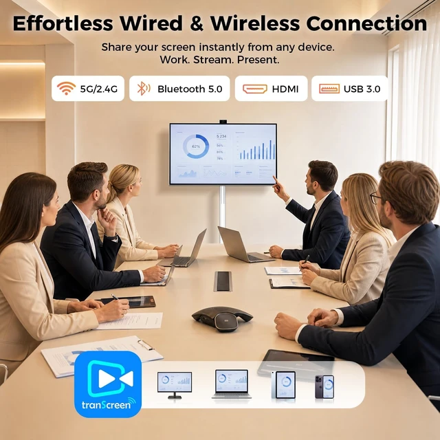 Alt view image 5 of 7 - 27" Portable Smart Touchscreen Tablet TV on Wheels, Android 15 OS with Google EDLA Certification, 6GB+128GB, Built-in Battery, 4K Camera, Wireless Casting, Rotating Rolling Stand