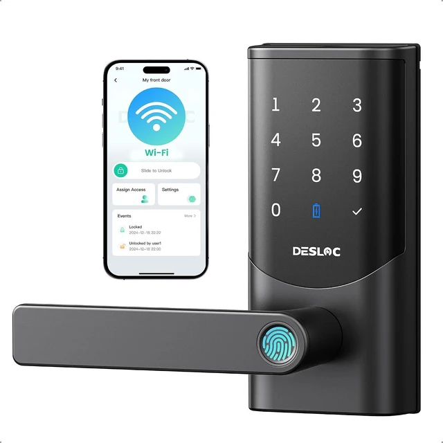 Main image of K221 Fingerprint Smart Door Lock with Handle, 16-Month Battery