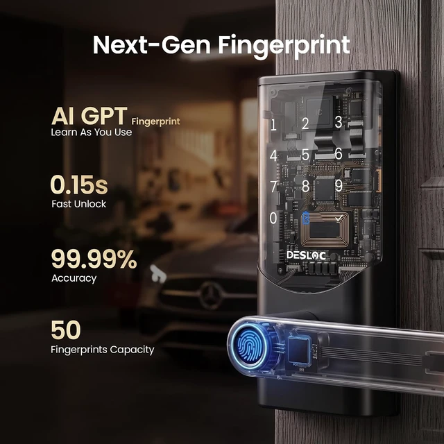 Alt view image 3 of 7 - K221 Fingerprint Smart Door Lock with Handle, 16-Month Battery