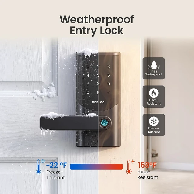 Alt view image 7 of 7 - K221 Fingerprint Smart Door Lock with Handle, 16-Month Battery