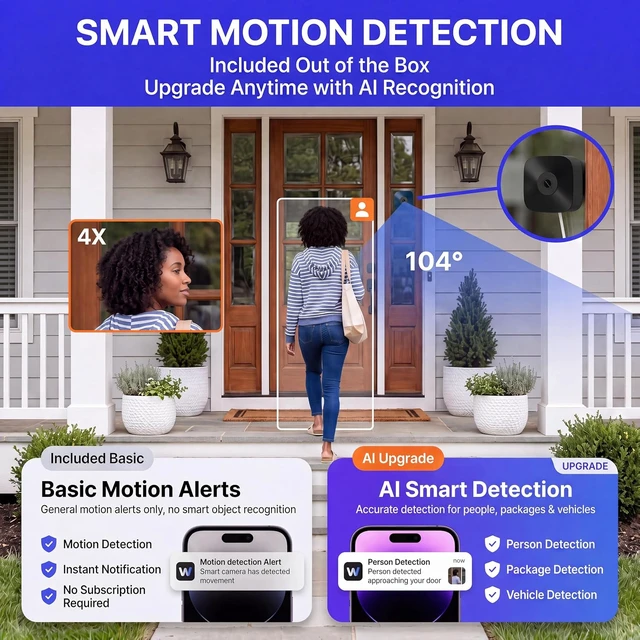 Alt view image 4 of 7 - No-Drill 3MP 2K Window Camera for Home Security, View Outside Through Glass, Color Night Vision, Motion Alerts, 24/7 Recording, Dual-Band WiFi (Black, Square)