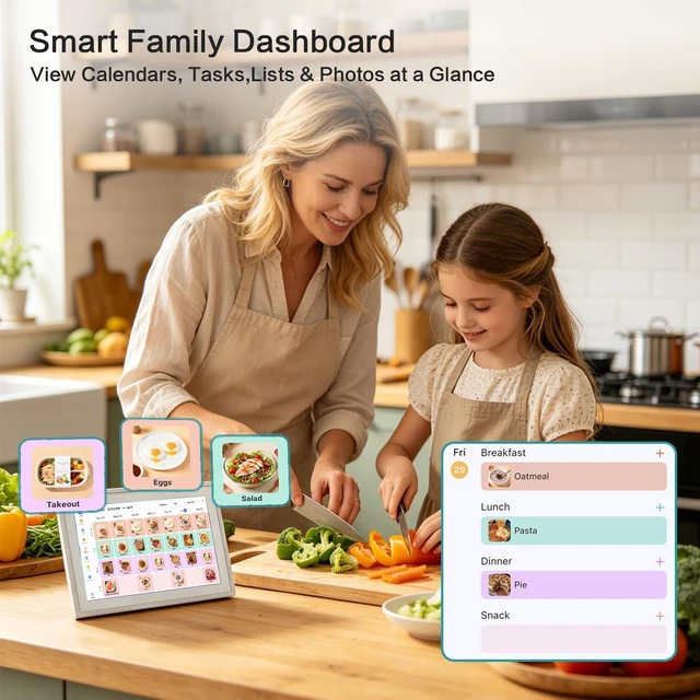 Alt view image 6 of 7 - 15.6" Touchscreen Digital Calendar for Chore Chart Interactive Smart Display, Meal Planner, Auto-Sync iCloud & Outlook, Digital Photo Frame, Wall Mountable Gift for Mom & Dad