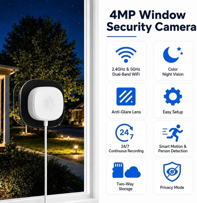 Alt view image 2 of 7 - 2.5K Window Security Cameras, 2.4G/5GHz WiFi Indoor Cameras, 2 Pcs