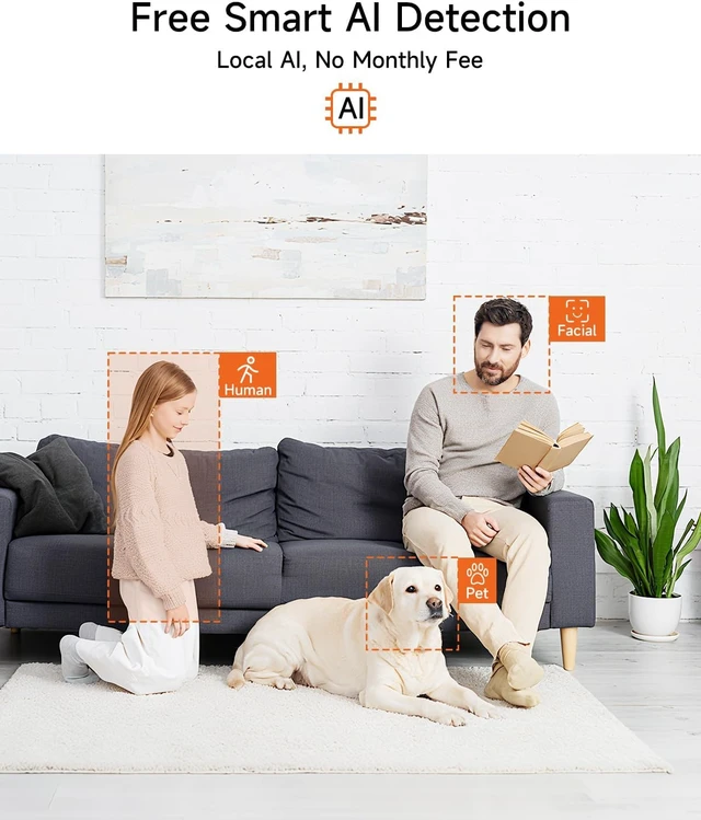 Alt view image 3 of 7 - 3K Indoor Pet Camera with Phone App, Pan-Tilt Cat & Dog Cameras with Speaker, Baby Monitor for Home Security, Pet/Facial AI Detection, Motion Tracking, 2-Way Talk, 2.4G/5G Wi-Fi