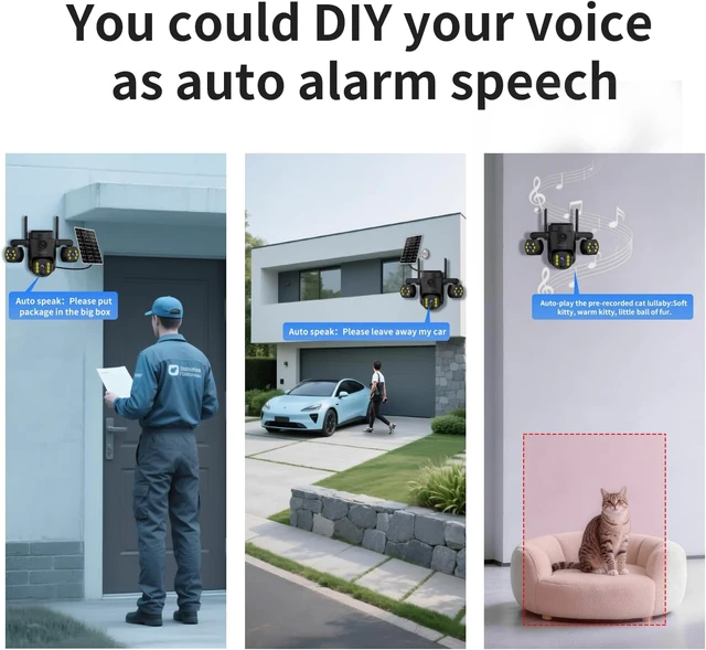 Alt view image 5 of 7 - Triple Lens Outdoor Wireless Security Camera for Home & Farm, Color Night Vision, Two-Way Audio