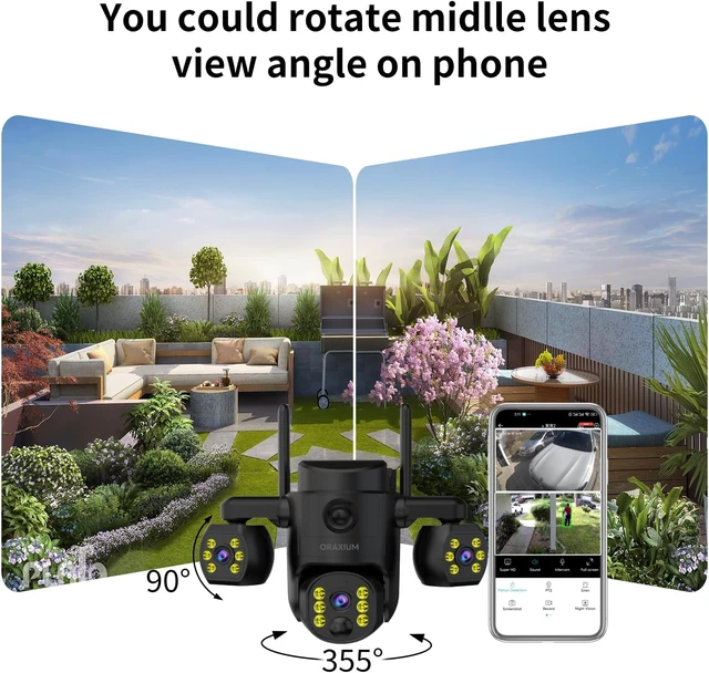 Alt view image 6 of 7 - Triple Lens Outdoor Wireless Security Camera for Home & Farm, Color Night Vision, Two-Way Audio