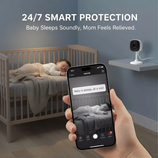 Alt view image 2 of 7 - Home Security Camera with Alexa for Baby, Kids, Elderly, Dog & Cat Monitoring