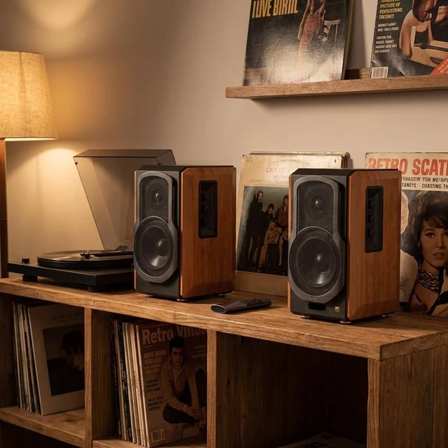 Alt view image 5 of 7 - S1000W WiFi Audiophile Active Bookshelf 2.0 Speakers, 120W RMS Wireless HiFi Bluetooth Sound System, Optical/RCA x 2 Coaxial, AirPlay 2, Spotify Tidal Connect, Works with Alexa Pair