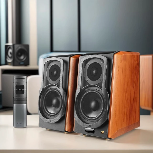 Alt view image 6 of 7 - S1000W WiFi Audiophile Active Bookshelf 2.0 Speakers, 120W RMS Wireless HiFi Bluetooth Sound System, Optical/RCA x 2 Coaxial, AirPlay 2, Spotify Tidal Connect, Works with Alexa Pair