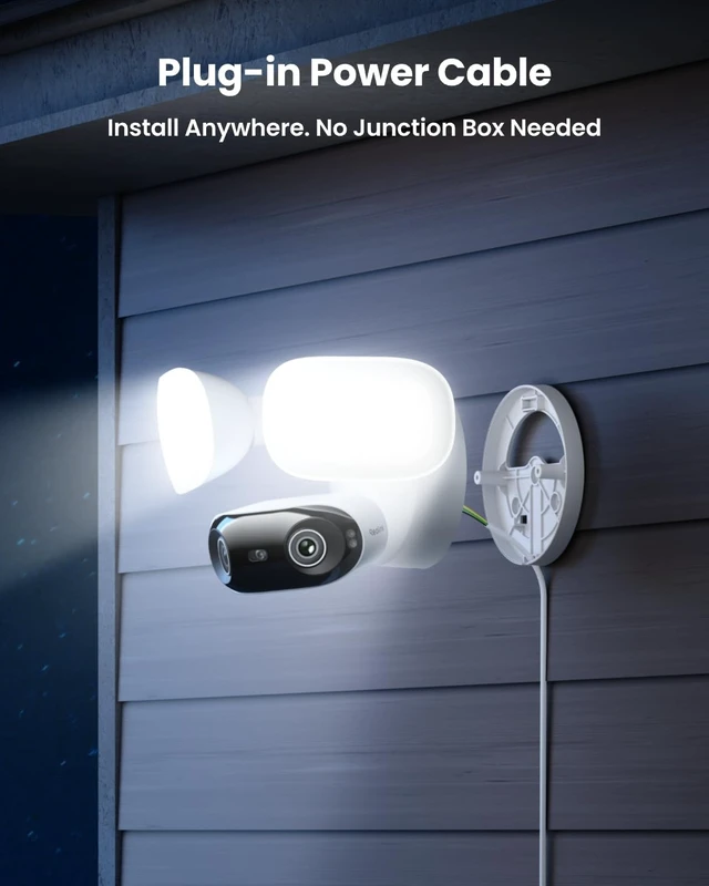 Alt view image 2 of 7 - 4K 8MP Floodlight Camera with 180° Panoramic View, Adjustable 3000 Lumens