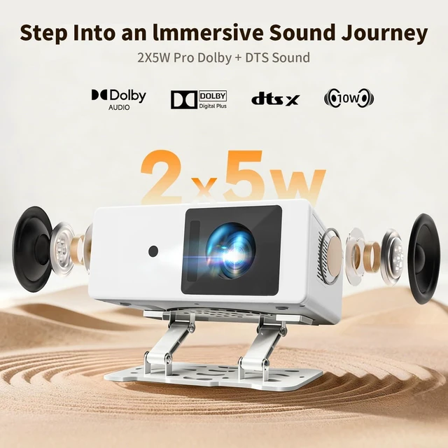 Alt view image 5 of 7 - 4K Projector with WiFi & Bluetooth, Built-in Apps, Native 1080P, 1800 ANSI Lumens, Auto Focus & Dolby Audio Movie Projector for Bedroom, Home