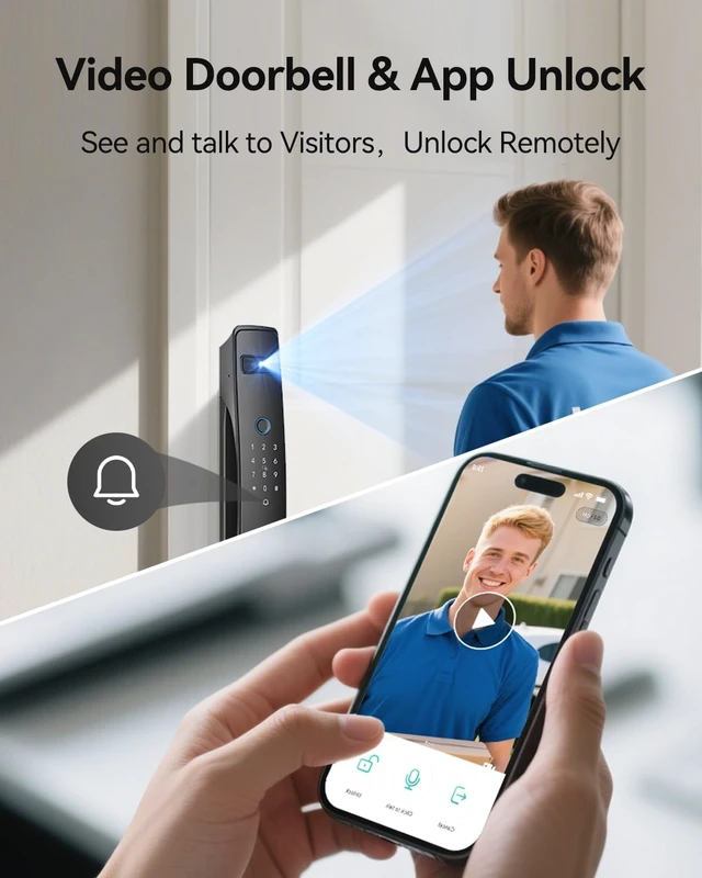 Alt view image 5 of 7 - Smart Lock with 3D Face Recognition, Dual Cameras & Doorbell