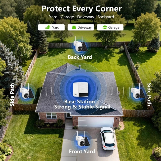 Alt view image 5 of 7 - 2.5K Solar Security Cameras Wireless Outdoor, 4-Camera System