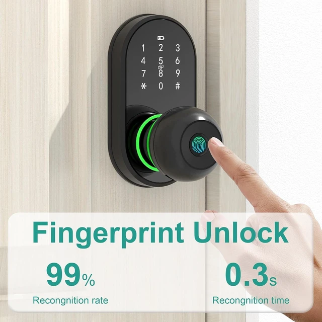 Alt view image 2 of 7 - Smart Fingerprint Keypad Door Lock Knob, Keyless Entry for Front Door
