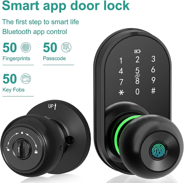 Alt view image 7 of 7 - Smart Fingerprint Keypad Door Lock Knob, Keyless Entry for Front Door