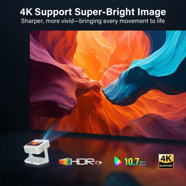 Alt view image 3 of 7 - A2Ultra Touchscreen Smart Portable Projector, 4K Support with WiFi 6 & Bluetooth, 800 ANSI, Dual-Screen Sync, 1000+ Apps, Auto Focus Movie Projector for Home Theater/Outdoor/Gaming