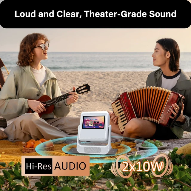 Alt view image 7 of 7 - A2Ultra Touchscreen Smart Portable Projector, 4K Support with WiFi 6 & Bluetooth, 800 ANSI, Dual-Screen Sync, 1000+ Apps, Auto Focus Movie Projector for Home Theater/Outdoor/Gaming