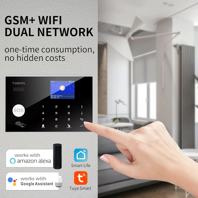 Alt view image 6 of 7 - DIY WiFi Home Security Alarm System with Phone APP Alert, 12pcs Kit with Motion Detector, Door Sensor, Remote Control, Siren, Alexa & Google Compatible for Home, Villa & Children