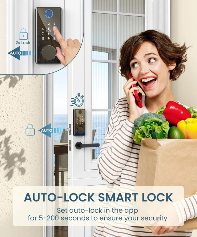 Alt view image 5 of 7 - Keyless Entry Smart Deadbolt with Keypad, Fingerprint, Touchscreen & App Control, Easy Install for Home/Office, Auto-Lock