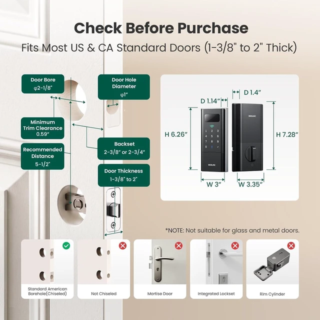 Alt view image 6 of 7 - K140 Plus Palm Vein Smart Lock Handle Set, WiFi Keypad Deadbolt