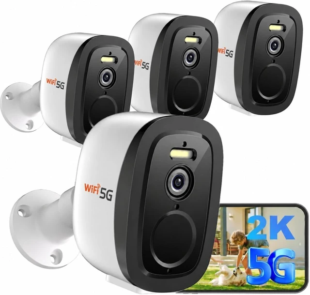 Main image of 2K QHD Security Cameras Wireless Outdoor, 2.4G/5G WiFi, 4 Pack